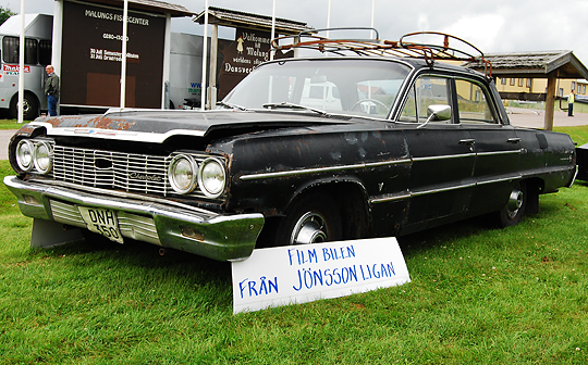 Bilen från filmerna om Jönssonligan visades upp på Västerdalsträffen i Malung i samband med dansbandsveckan.